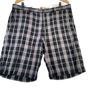 Tommy Bahama Shorts Mens Size 36 Black Plaid Linen Silk Blend Paradise Nation 9"